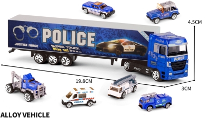 Метален комплект полицейски камион и 2 полицейски коли 24х14х4